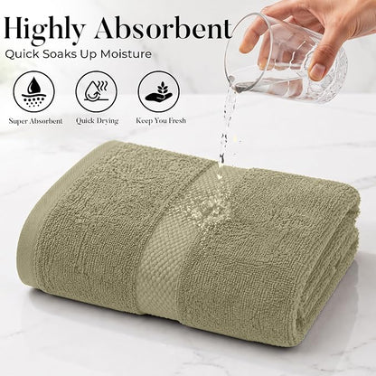 DAN RIVER 600 GSM Cotton Large Bath Towels Set of 4, 27 x 54 Inches, Beige | Larger & Lighter Weight Towels for Bathroom - Highly Absorbent & Quick Dry 100% Cotton Bath Towel Set for Home, Spa & Hotel