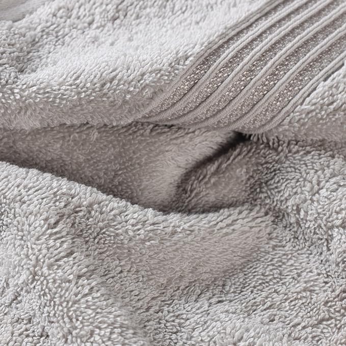SUPERIOR Egyptian Cotton Bath Towel Set, Home Bathroom Towels, Master, Guest Bath, Decor Essentials, Quick Dry, Absorbent, Large Body Towels, Spa, Hotel, Resort, Adult, Kids, Set of 2, Silver