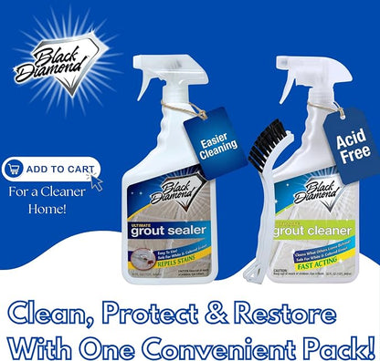 Grout Cleaner & Grout Sealer Bundle with Brush for All Tile & Stone 2/qts.