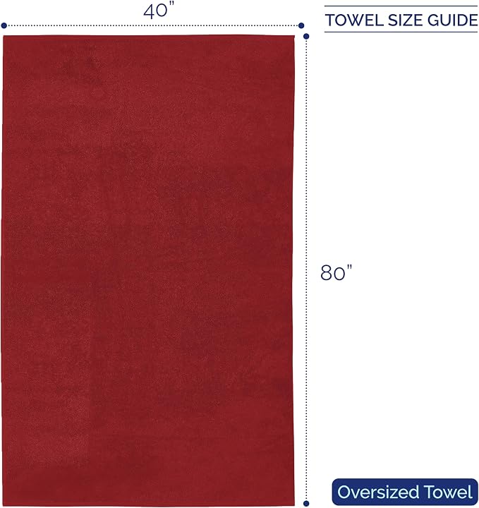 Elegant Comfort Premium Super Soft Highly Absorbent 1 Piece Oversized Bath Sheet - 40" x 80" inch, Luxurious Hotel Spa Quality 100% Turkish Cotton Extra Large Bath Towels for Adults, Burgundy