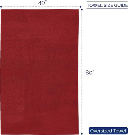 Elegant Comfort Premium Super Soft Highly Absorbent 1 Piece Oversized Bath Sheet - 40" x 80" inch, Luxurious Hotel Spa Quality 100% Turkish Cotton Extra Large Bath Towels for Adults, Burgundy