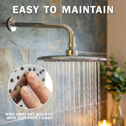 Waterfall Showerhead - 1.8 GPM - Polished Chrome | 9 Inch Large Overhead Rain Shower Head With Self-Clean Nozzles, Adjustable Brass Ball Joint, High Flow Best With Extender Arm