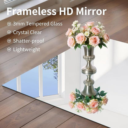 CILIBER Frameless Mirror, 20x40 Mirrors for Wall, Rectangle Bathroom Mirror for Over Sink, Frameless Vanity Mirror with Polished Edge, 3mm Tempered Glass, Hangs Horizontally or Vertically