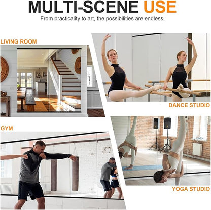 Home Gym Mirror, 50''x25''x2PCS Black Wall Mounted Large Frameless Tempered Glass Wall Mirror for Home Gym, Garage, Bedroom, Bathroom