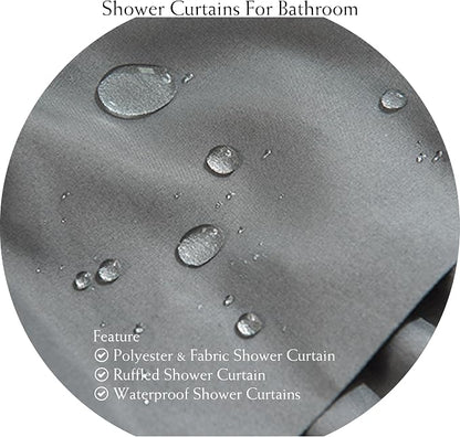 Gray Ruffle Shower Curtains For Bathroom, 36x72 Inch, Farmhouse Chic Look | Handcrafted Ruched Ruffles, 36 x 72 inch, Soft Brushed Microfiber, 12 Hooks Inclouded, Machine Washable, Boho Home Decorator