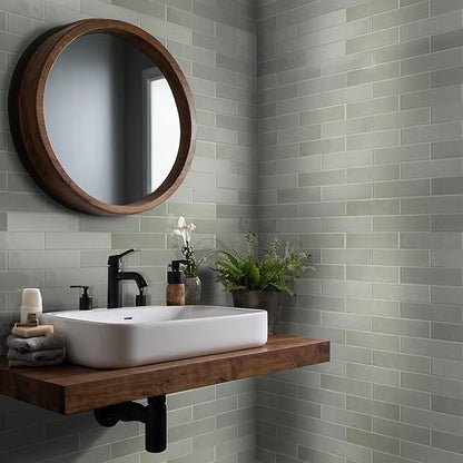 MSI Renzo Jade 3" x 3" Glossy Ceramic Subway Wall Tile, Bathroom & Kitchen, 1 Count, 1 Piece, Sample