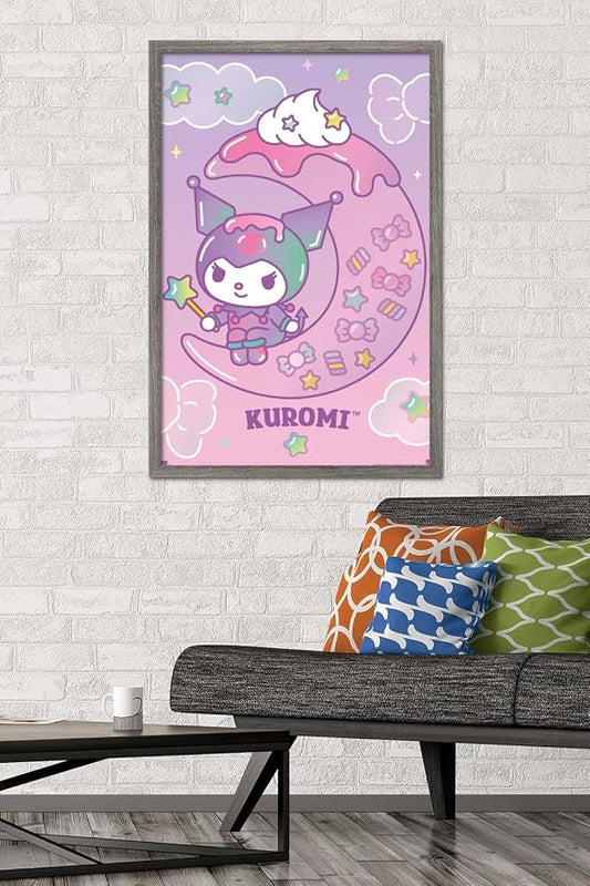 Hello Kitty and Friends: 24 Dreamland - Kuromi Wall Poster, 34L" x 22.4W", Barnwood Framed Version