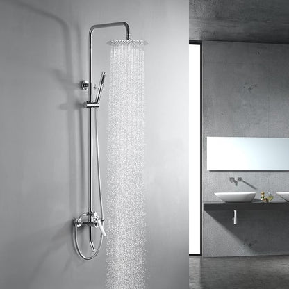 Outdoor Shower Fixtures - Total Complete Shower Kit, Chrome Finish with SS304 Handheld High Pressure Shower Head, 3-Functions