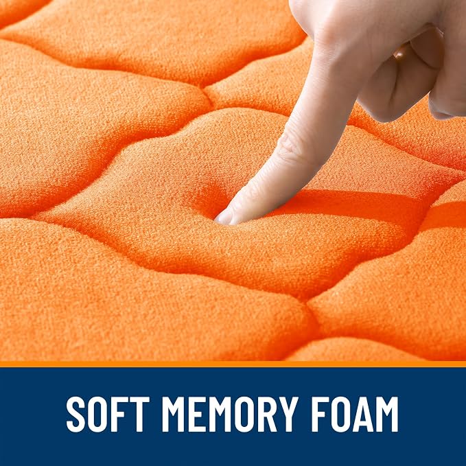 OLANLY Memory Foam Bath Mat Rug 30x20, Ultra Soft and Absorbent Bathroom Rugs, Non-Slip, Comfortable, Machine Washable Bath Carpet for Bathroom Floor, Tub, Shower and Home Decor Accessories, Orange