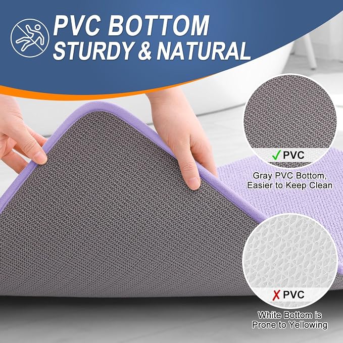 OLANLY Memory Foam Small Bathroom Rugs 24x16, Absorbent Bath Mat, Lavender | Soft Quick Dry Bath Rugs, Non-Slip Carpet, Machine Washable Mat for Bathroom Floor, Tub and Shower, Home Decor Accessories