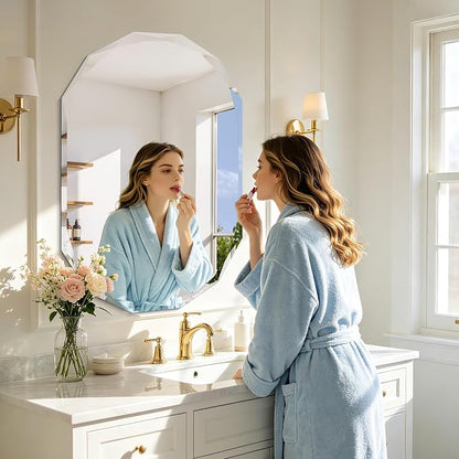 GLASHOM Frameless Oval Bathroom Mirror, 24x36 inch Beveled Wall Mirror | Modern Vanity Decor Mirror for Bathroom, Living Room, Entryway, Bathroom Mirrors for Over Sink Horizontal or Vertical
