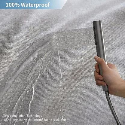 Fabric Long Shower Curtain with Waterproof Layer,72x78,Grey | 2-in-1 Design,Linen Textured,100% Waterproof TPU-Laminated Backing,Magnetic Weighted,Machine Washable,For Bathroom,Hotel