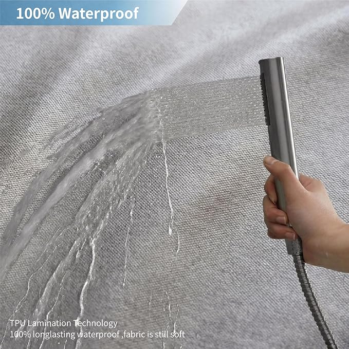 Waterproof Fabric Shower Curtain,No Liner Needed,72x72,Grey | 2-in-1 Design,Linen Textured,100% Waterproof TPU-Laminated Backing,Magnetic Weighted,Machine Washable,For Bathroom,Hotel