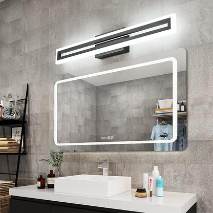 SOLFART Bathroom Vanity Light Fixtures Vanity Lights for Mirror Bathroom Lighting Black Led Light 6000K