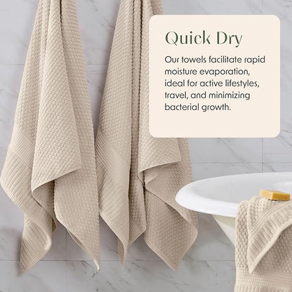 100% Cotton 6 Piece Bath Towel Set | Beige Towels | Oeko‑TEX Standard 100 | Soft & Absorbent, Quick‑Dry | Trinity Collection - Sand