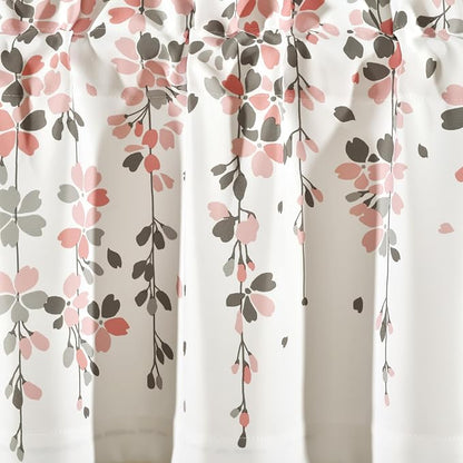 Lush Decor Weeping Flower Light Filtering Window Curtain Valance, Blush & Gray