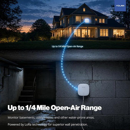 YoLink Water Leak Sensor 2,1/4 Mile World's Longest Range Smart Home Water Leak Sensor,Water Leak Detector with Built-in Siren Up to 105dB,Works with Alexa and IFTTT-YoLink Hub Required,YS7904-UC