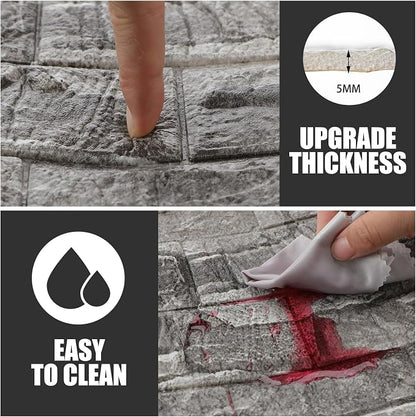 30 Pcs 3D Wall Panels Peel and Stick Wallpaper Foam, Grey Stone | Faux Brick Stone Tiles, Covering 28.8-48.4 Sq ft, Self Adhesive Waterproof Panels for Bedroom Living Room Kitchen Walls