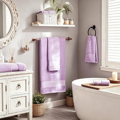 COZYART Bath Towel Set 6 PCS, Luxury Lavender 100% Turkish Cotton 650GSM | Soft Absorbent Quick Dry, OEKO‑Tex 100 Cert. Zero Twist Ring Spun Cotton, Plush Fluffy, Breathable Hotel Quality Towels Set