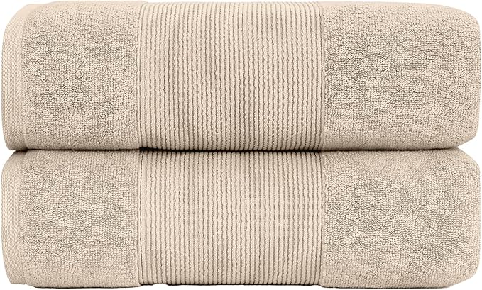 Modern Threads - Air Cloud 2-Pack 100% Zero-Twist Cotton Bath Sheet Set - Super Absorbent & Quick Dry - 500 GSM - Soft & Plush, Sand