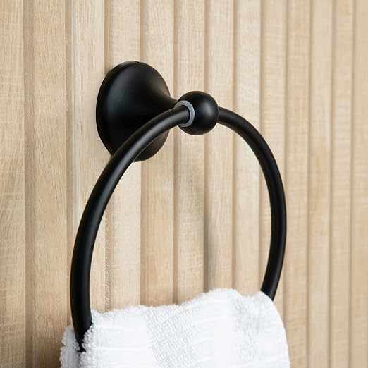 Bathroom Hardware Accessory Set Includes 24’’ Towel Bar, Toilet Paper Holder, Hand Towel bar and Robe Hook - Bathroom Towel Rack Set (5 - Piece Accessories Set, Matte Black)
