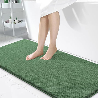 OLANLY Memory Foam Bathroom Runner Rugs 47x24, Long Bath Mats, Olive Green | Soft Quick Dry Bath Rugs, Non-Slip, Absorbent Machine Washable Mat for Bathroom Floor, Tub and Shower, Home Decor Accessories