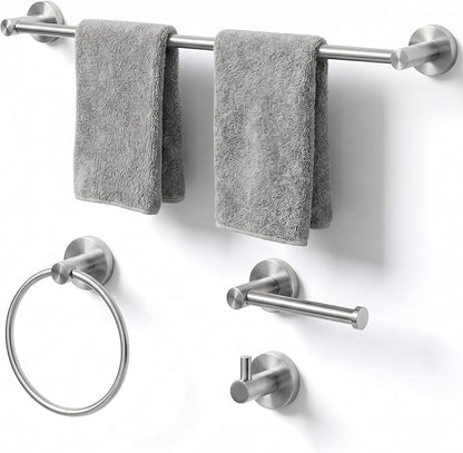 24-Inch Wall Mounted Towel Racks for Bathroom, 4-Piece Towel Bar Set | Rust-Resistant SUS 304 Stainless Steel, 4-Piece Towel Bar Set, sturdy wall mount, space-saving humid bath towel storage rack