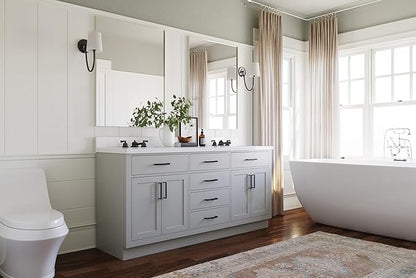 ARIEL Hepburn 72-inch Bathroom Vanity Base Cabinet,Solid Wood, 4 Soft Closing Doors, 6 Dovetail Drawers, Grey