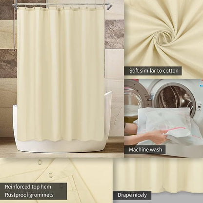 ALYVIA SPRING 72x96 Extra Long Waterproof Fabric Shower Curtain Liner Cream | 3 Magnets, Soft Cloth & Hotel Quality, Machine Washable, Light-Weight, Extra Long Size
