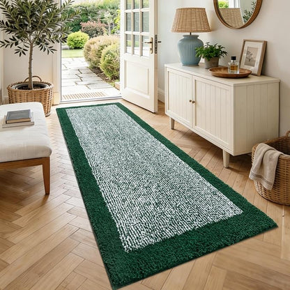 70x24 Long Bathroom Rugs Washable Non Slip, Dark Green Bath Mat for Bathroom Floor Tub, Soft Absorbent Quick Dry Mats for Shower,Bathtub,Home Decor