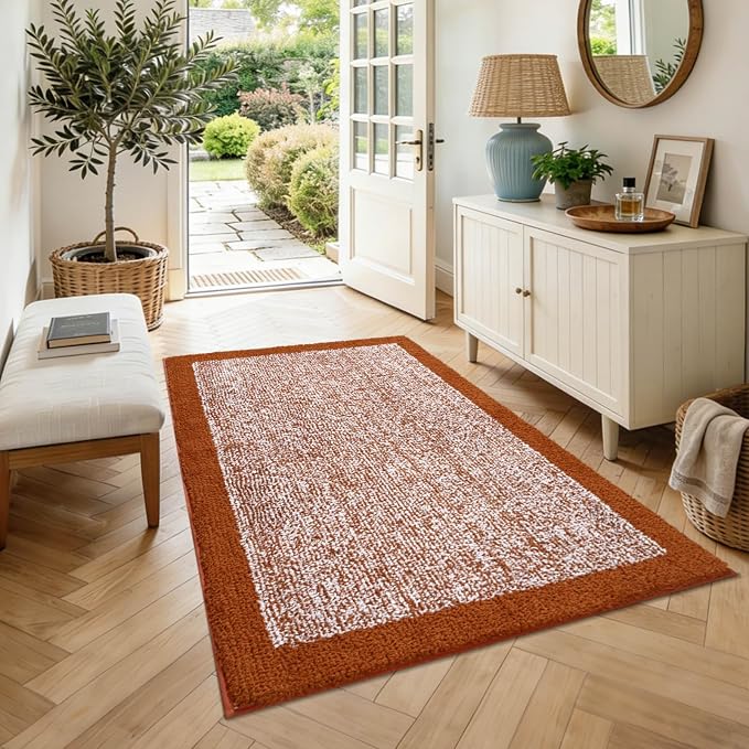 48x32 Large Bathroom Rugs Washable Non Slip, Bath Mat for Bathroom Floor Tub, Soft Absorbent Quick Dry Mats for Shower, Bathtub,Home Decor(Coral Orange)