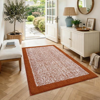 48x32 Large Bathroom Rugs Washable Non Slip, Bath Mat for Bathroom Floor Tub, Soft Absorbent Quick Dry Mats for Shower, Bathtub,Home Decor(Coral Orange)