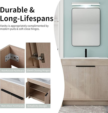 36'' Freestanding Bathroom Vanity, 36 Inch Floor Stand Bathroom Vanity with Sink, Single Ceramic Sink Cabinet Set, Modern Storage Cabinet, with Soft Closing Door, 02436PLO+9090B