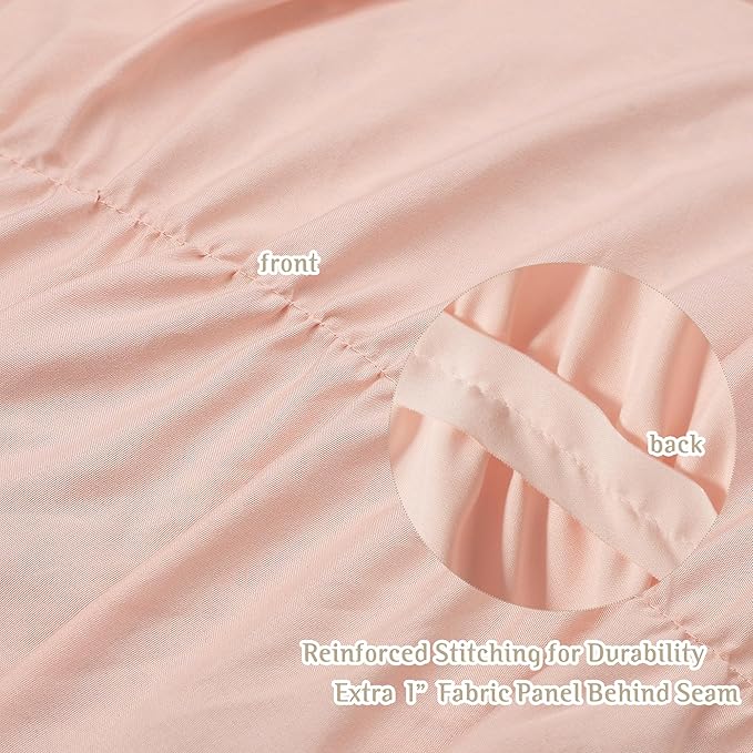 Farmhouse Ruffle Shower Curtain with Handmade 3D Flowers, Vintage Fabric Shower Curtains for Bathroom, Decorative Luxury Bathroom Curtain with 12 Holes, Peach Pink, 72" x 72" (LQ-41)