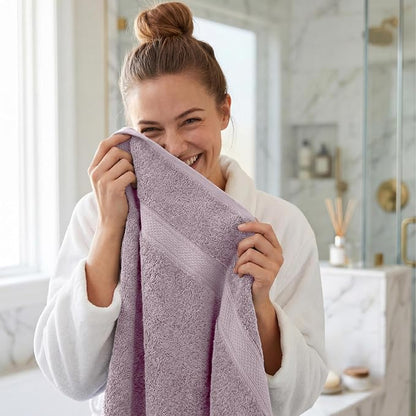 Superior Egyptian Cotton Plush & Absorbent, Bath Towel Set of 4, Purple | Quick Dry, Soft Luxury Towel Set, Bath Essentials for Bathroom, Guest Bath, Spa, 4 Piece Bath, Madeline Towels