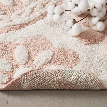Madison Park Casablanca 100% Cotton Tufted Bathroom Rugs Luxurious Plush Medallion Floral Pattern Bath Mat Absorbent, Quick Dry, Spa Design Shower Room Décor, Round 25", Pink
