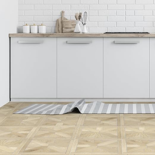 12-Pack Peel and Stick Floor Tile, 12" x 12" Pinwheel SPC Self-Adhesive Luxury Vinyl Flooring, Wood-Look Groutable Backsplash Tile for Kitchen Bathroom, Natural Oak, Covers 12 Sq. Ft.