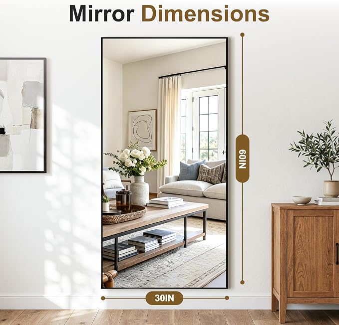 Bathroom Vanity Mirror for Over Sink, 60x30 Inch Matte Black Mirror | Shatterproof Tempered Glass, Anti-Rust Metal Frame, Rectangle Wall Mirrors for Bedroom, Living Room & Entryway