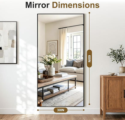 Bathroom Vanity Mirror for Over Sink, 60x30 Inch Matte Black Mirror | Shatterproof Tempered Glass, Anti-Rust Metal Frame, Rectangle Wall Mirrors for Bedroom, Living Room & Entryway