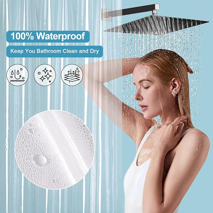 EurCross 92 inch Long Length Clear Shower Curtain Liner 5 Magnet Weights, Heavy Duty Waterproof Premium 9G Transparent PEVA Extra Long Shower Curtain 72x92 inch