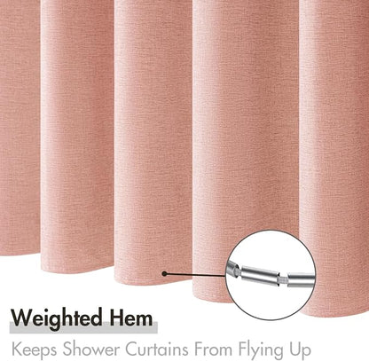 MIULEE 72 x 84 Extra Long Linen Shower Curtain Blush Pink 12 Metal Hooks | Washable, Fabric Shower Curtain, Waterproof Neutral Thick Cloth Shower Curtain, Bathroom Hotel Bathtub