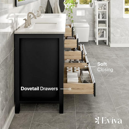 Eviva Aberdeen 72 in. Espresso Double Sink Bath Vanity with Carrara Quartz Top and Undermount Porcelain Sinks