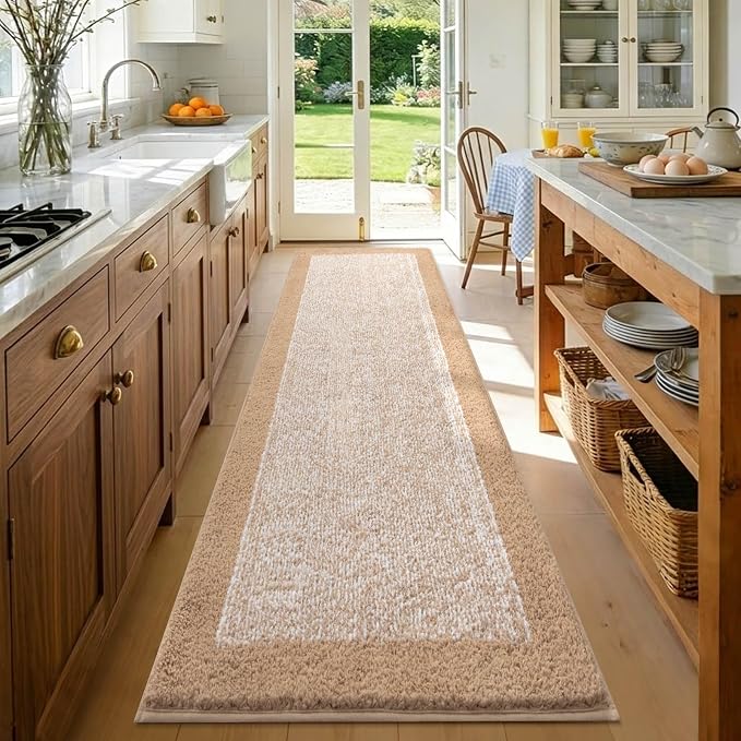 80x24 Large Bathroom Rugs Washable Non Slip, Beige Bath Mat for Bathroom Floor Tub, Soft Absorbent Quick Dry Mats for Shower, Bathtub,Home Decor