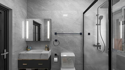 SENTO VINTO Bathroom Accessories Set, Heavy Duty Metal Bath Hardware Set Wall Mounted, Includes Robe Hook, Standard Toilet Paper Holder, Towel Ring, 24” Towel Bar (4-Piece, Matte Black)