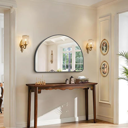 FORBATH Arched Bathroom Mirror 40x30 Inch, Black Bathroom Mirror Wall Mounted Modern Aluminum Alloy Frame Arch Mirror for Bedroom Living Room Entryway, Hanging or Leaning Against Wall