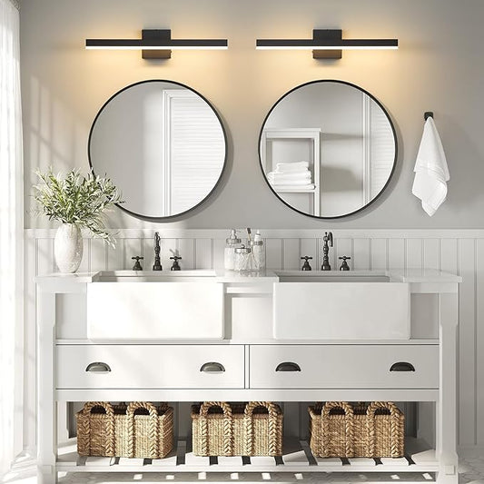 Black Bathroom Vanity Light 23.6 inch, 20W Dimmable 5CCT LED Modern Bathroom Light Fixture Over Mirror Hardwired- ETL Certificated