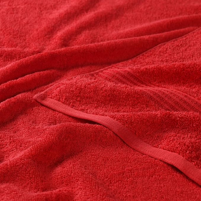 Superior Egyptian Cotton 3-Piece Towel Set, Assorted Towels for Home Bathroom, Master, Guest Bath, Decor Essentials, Includes 1 Bath, 1 Hand, 1 Face Towel/Washcloth, Quick Dry, Absorbent, Red