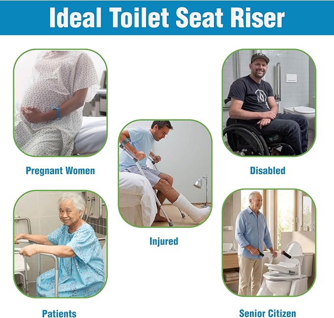 LuxeLift Bidet Powered Toilet Assist Lift Electric Height Adjustable Elevated Seat Riser Built-in Bidet & Dryer Safe Certified Easy Assembly 350 LBS Capacity