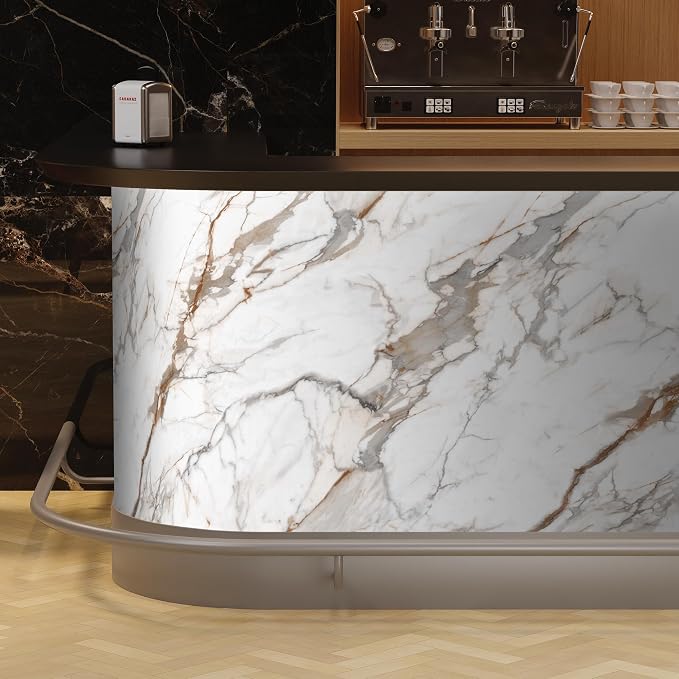 Marble Peel and Stick Waterproof Wall Paneling, 118" x 47" Calacatta Gold Matte Finish Self-Adhesive Backsplash Tile Vinyl Wall Panel for Kitchen Bathroom Wall Decor, Covers 38.75 Sq. Ft.