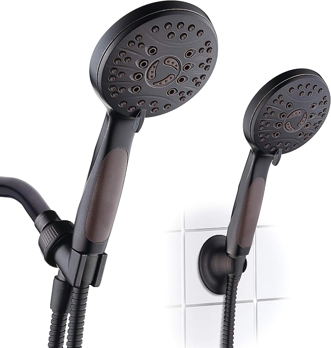 for California - High Pressure 6-setting Luxury Handheld Shower Head, 6 Ft Stainless Steel Hose, Anti Clog Jets, Anti Slip Grip, Top US Brand, Extra Wall Bracket - Oil Rubbed Bronze Finish
